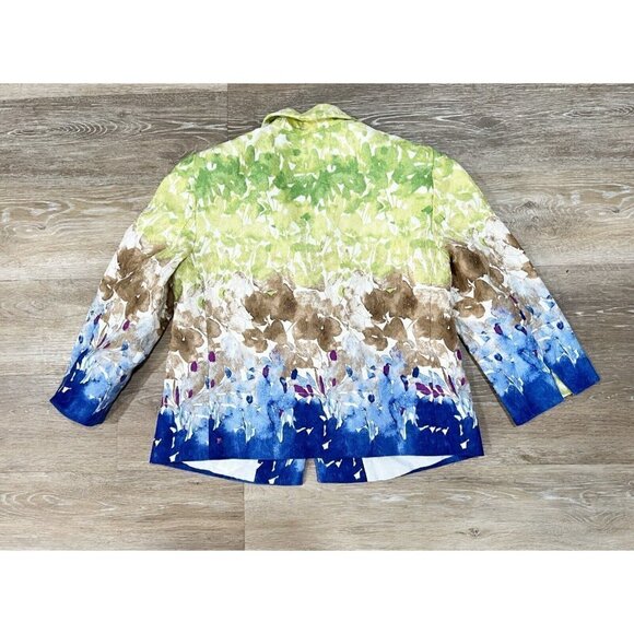 Coldwater Creek Womens Blazer Jacket Watercolor Art-to-Wear Floral s Blue Sz 4 - Picture 8 of 8